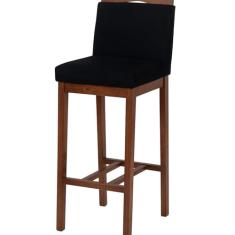 Banqueta Bistrô Berlim Pé Alto em Madeira Maciça de Eucalipto Verniz Rust Veludo Marrom/Preto