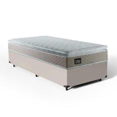 Cama Box Solteiro + Colchão Strong D45 One Face Bege 88x188x63cm - Sup