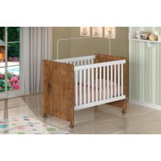 Berço padrão americano com Suporte Mosquiteiro CAT em MDF com Rodízios