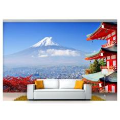 Papel De Parede Cidade Montanha Fuji Céu 3D Ncd147 - Você Decora