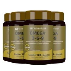 Omega 3 6 9 peixe borragem E linhaça hf suplements 4x120CAPS
