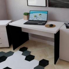 Escrivaninha Mesa Escritório 110CMX60CM 110cm Preto e Branco - Bramov 