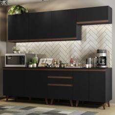 Cozinha Completa Madesa Reims 250001 com Armário e Balcão - Preto