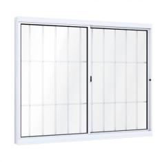 Janela de Aluminío de Correr 100x150cm 2 Folhas com Grade e Vidro Lucasa Ideale Branco