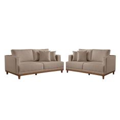 Conjunto Sofás 2 E 3 Lugares Estofados M-175 Veludo Martins Bege