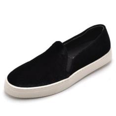 Slip On Tenis Slipper Couro Feminino Camurça Moderno Sola Borracha Palmilha Conforto-Feminino