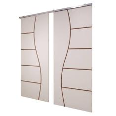 Porta Dupla Branco Prime Frisada Kit Alumínio F07 - 210x180