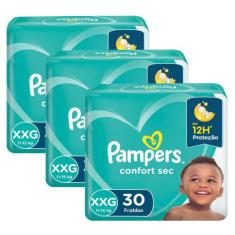 Kit Fralda Pampers Confort Sec XXG com 90 Tiras