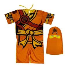 Fantasia Ninjago Infantil Lego Amarelo Curto com Gorro - Fantasias Car