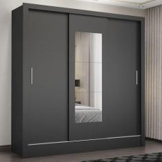 Guarda Roupa Casal Fortaleza 3 Portas Com Espelho Carioca Preto - CARI