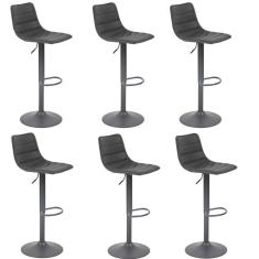 Kit Com 6 Banquetas Para Cozinha Barbacena Preto