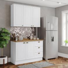 Cozinha Compacta 2 Peças 100% Mdf Com Tampo Americana Branco -nature