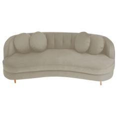 Sofá Curvo 2 Lugares Orgânico Luxo Panamá 160cm Linho Bege