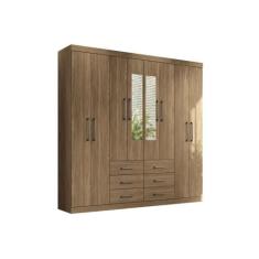 Guarda Roupa Casal 8 Portas e 6 Gavetas c/ Espelho Liverpool Ébano - S