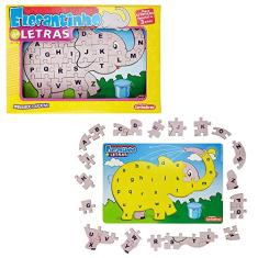 Quebra Cabeça Infantil De Madeira MDF Elefantinho De Letras Carimbras