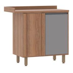 Balcão de Cozinha com Tampo Canto Reto 95 cm 1 Porta de abrir 1 Prateleira Isa Luciane Móveis