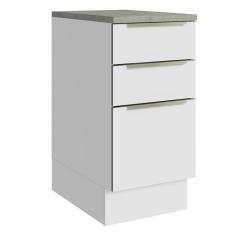 Balcão 40Cm 3GVT Branco/Branco Veludo Lux Madesa Branco