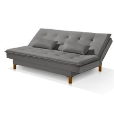 Sofá Cama Bangkok Pés De Madeira C Almofadas Espuma D-23 Cor cinza