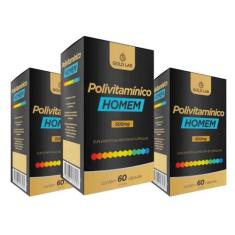 Kit Com 3 Vitaminas Homem 500Mg Com 180 Capsulas Gold Lab