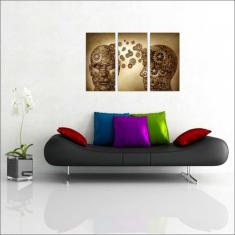 Quadro Decorativo Psicologia Cérebro Decorações Com 3 peças Com Moldur