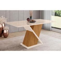 Mesa de Sala Jantar Solus + Tampo Madeirado 160x90cm Nature/Off White 