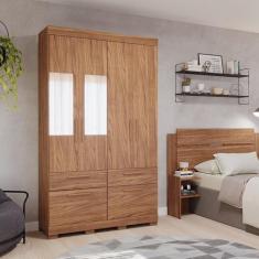 Guarda-roupa Solteiro 128cm 5 Portas 3 Gavetas com Espelho 100% Mdf Co