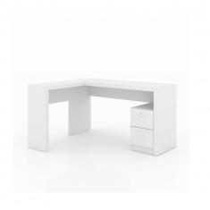 Conjunto Home Office 3 Peças 1 Escrivaninha Em L 1 Estante E 1 Balcão 2 Portas Tecno Mobili Branco