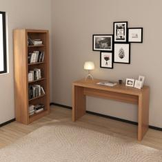 Conjunto Home Office Escrivaninha Me4135 127cm E Estante 4 Prateleiras Me4104 Espresso Móveis Amendoa