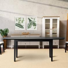 Mesa Oval 8 Lugares 2,0m Tampo Vidro E Mdf Tiê Cabecasa Madeiramadeira Preto