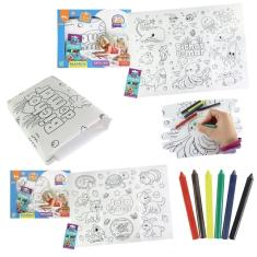 Tapete Para Colorir Lavável Atóxico Caixa De 06 Giz De Cera