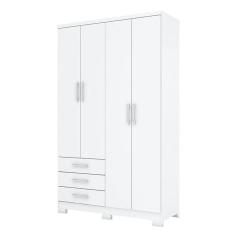 Guarda Roupa Solteiro Caju 4 Portas Branco - Henn
