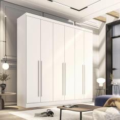 Guarda Roupa Casal 6 Portas 4 Gavetas Uberaba Branco Neve