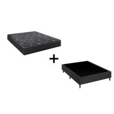 Cama Box Viúva 128 Tecido Sintético Preto com Colchão Lisboa Espuma D2