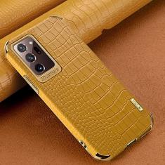 Capa de telefone de textura de crocodilo para Samsung Galaxy Note 20 Ultra S21 S20 S10 Plus A72 A52 A51 A71 A50 A70 Capa de suporte magnético, amarelo sem suporte, para Galaxy S20 Plus