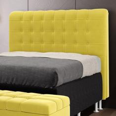 Cabeceira Dama 140 para Cama de Casal Sued Amarelo Aradecor, Amarelo, 