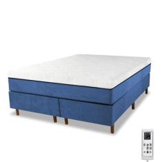 Cama Box e Colchão Magnético Massageador - Therapy Life Compact, Azul,