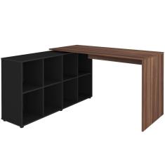 Escrivaninha de Canto com 8 Nichos Ipê/Preto Casa Chick