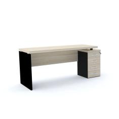 Mesa para Escritório 4 Gavetas PE40  Nogueira Casablanca/Preto