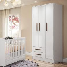 Guarda Roupa De Bebê 3 Portas 2 Gavetas Qmovi Branco
