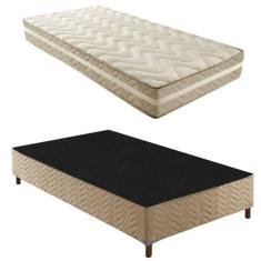 Box Solteiro Florença 42x88x188cm com Colchão Solteiro Unique D33 Plus Duoface 25x88x188cm Rustico Bege