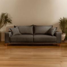 Sofá Fixo 3 Lugares Luxo 180 cm Argos Cinza