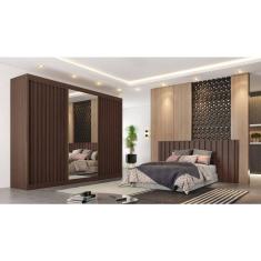 Guarda Roupa Casal Ype Ripado Com Espelho - Athenas - Móveis Europa