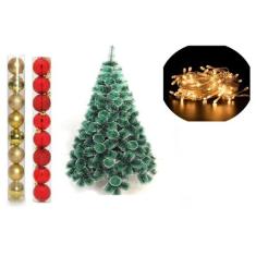 Arvore de Natal Pinheiro Nevada 1,50 metros 138 galhos com enfeites - 