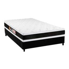 Cama Box Casal: Colchão Espuma Castor D45 Black E White Double Face + Base Crc Suede Black(138X188)