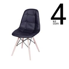 Conjunto 4 Cadeiras Eames Dsw Botonê Preta