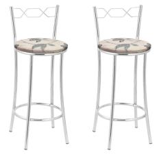 Kit 2 Banquetas Cromadas Bc51-b E516 Cromado-bege