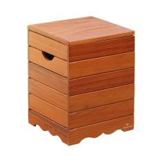 Banqueta Baú Ripado Madeira Maciça Natural