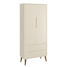 Guarda Roupa Infantil 2 Portas Theo Retrô Areia Fosco Com Pés Amadeirado Reller Móveis Areia Fosco