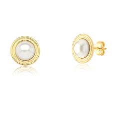 Brinco Pérola Cabochon Revestida Em Ouro Medida 1,8cm