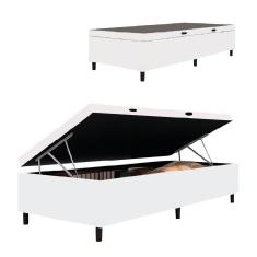 Cama Box Com Baú Solteiro 0,88m Com 41cm De Altura Prince Branco